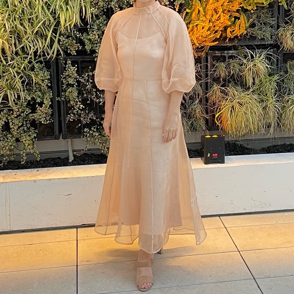 Kamperett Meiere Midi Silk Organza Dress Blush S - Picture 7 of 12